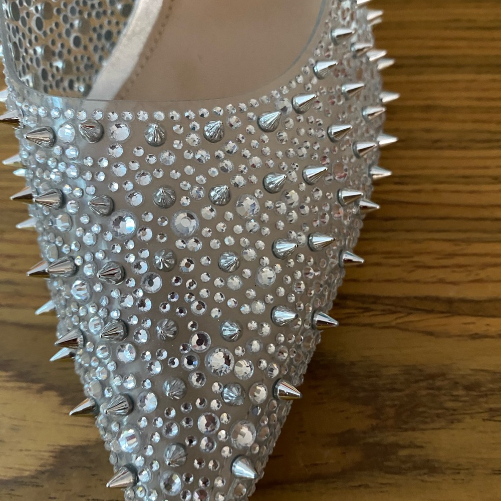 Steve Madden Silver Crystal Spike Pointed-Toe Heels